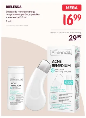 Zestaw do mechanicznego oczyszczania porów Bielenda szpatułka + koncentrat promocja w Rossmann