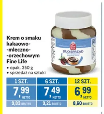 Krem o smaku kakaowo-mleczno-orzechowym Fine Life promocja w Makro