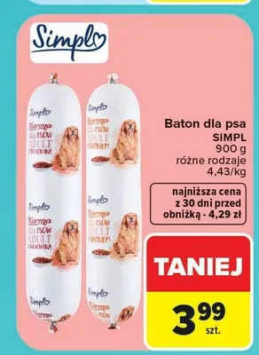 Baton dla psa Simpl z wołowiną promocja w Carrefour