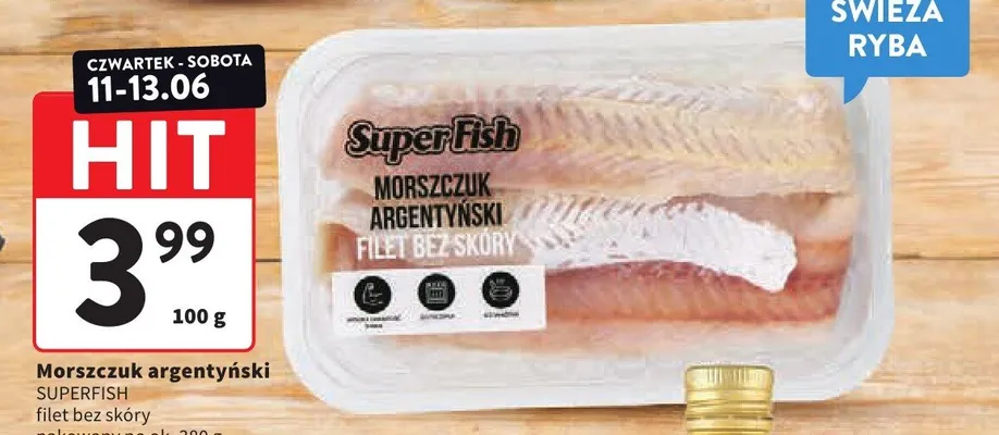 Morszczuk argentyński filet bez skóry SuperFish promocja w Intermarche