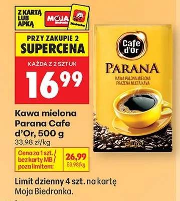 Kawa mielona Parana Cafe d'Or 500g promocja w Biedronka