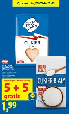 Cukier biały kryształ 5+5 GRATIS promocja w Lidl