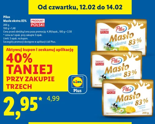 Masło ekstra 83% promocja w Lidl
