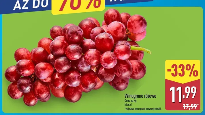Winogrono różowe klasa I promocja w Aldi