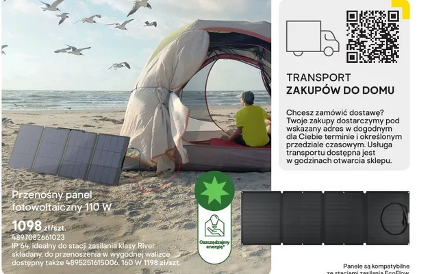 Przenośny panel fotowoltaiczny 110W promocja w Castorama