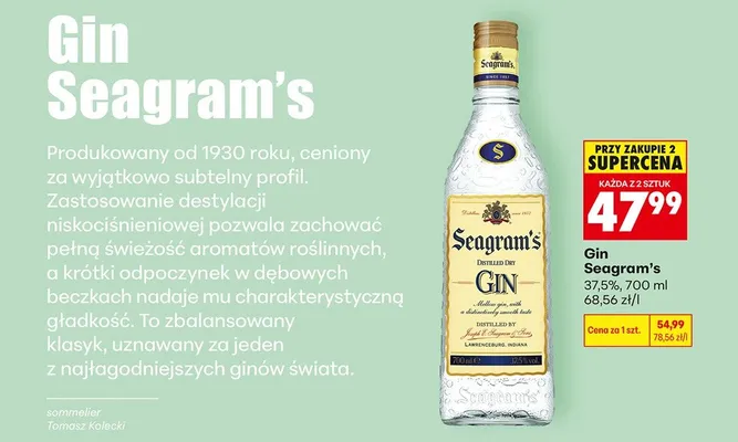 Gin Seagram's Distilled Dry promocja w Biedronka