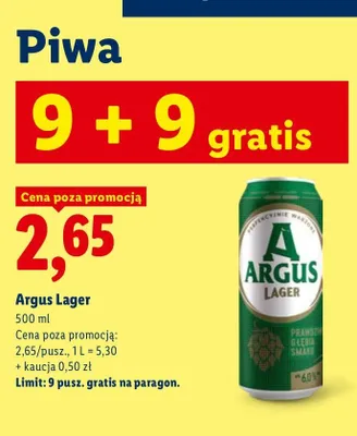 Piwo Argus Lager promocja w Lidl