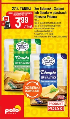 Ser Edamski w plastrach Mleczna Polana promocja w POLOmarket