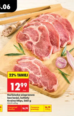 Karkówka wieprzowa bez kości kotlety Kraina Mięs promocja w Biedronka