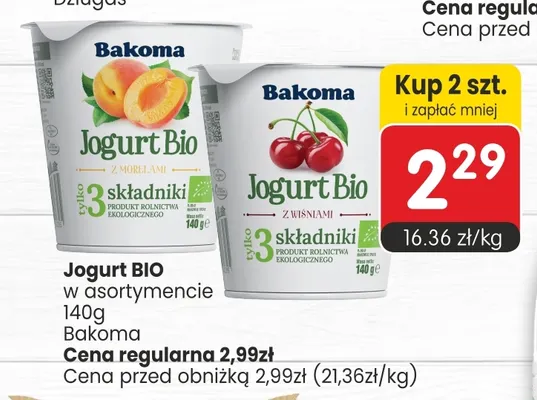 Jogurt bio z morelami Bakoma promocja w Market Point