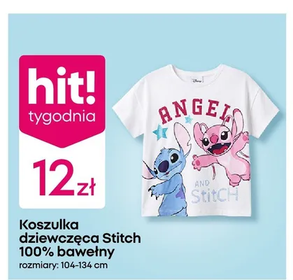 Koszulka dziewczęca Disney Stitch promocja w Pepco