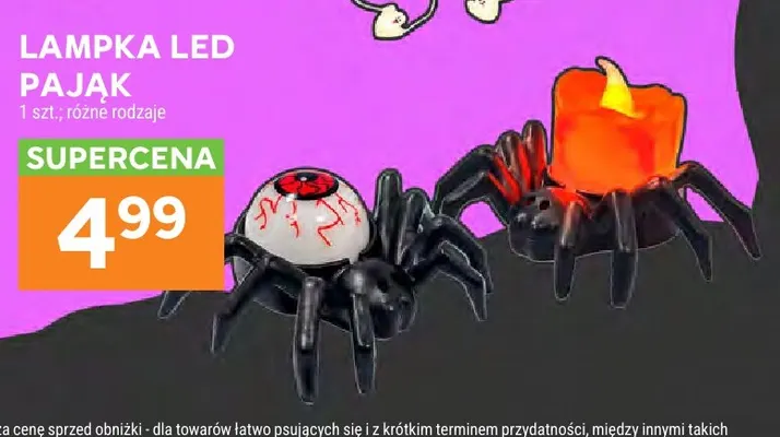 Lampka LED pająk z okiem promocja w Stokrotka