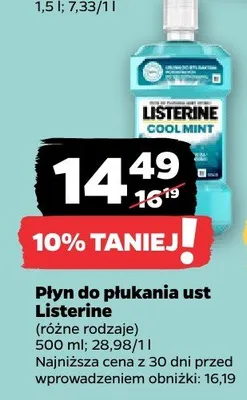 Płyn do płukania ust Listerine Coolmint promocja w Netto