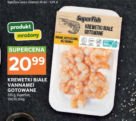 Krewetki białe vannamei gotowane Superfish promocja w Stokrotka