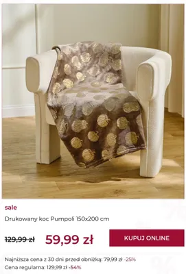 Drukowany koc Pumpoli 150x200 cm Home & You promocja w home&you