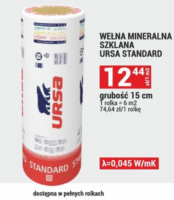 Wełna mineralna szklana URSA Standard grubość 15 cm promocja w Merkury Market