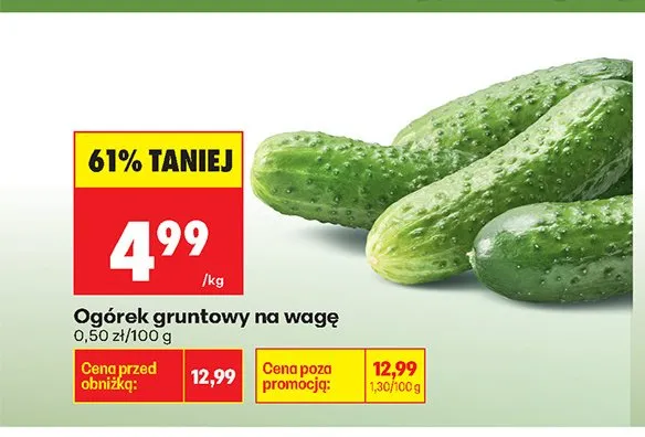 Ogórek gruntowy na wagę promocja w Biedronka