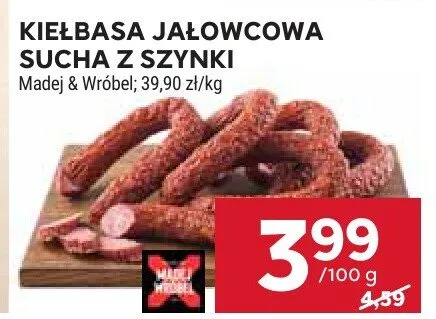 Kiełbasa jałowcowa sucha z szynki promocja w Stokrotka
