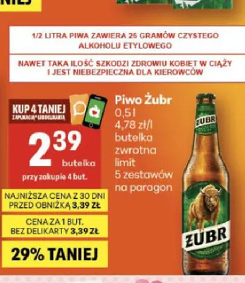 Piwo Żubr promocja w Delikatesy Centrum