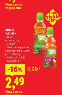 Sok 100% Kubuś promocja w Lidl
