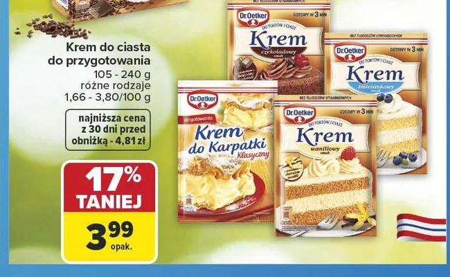 Krem do ciasta do przygotowania Dr. Oetker promocja w Carrefour