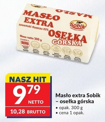 Masło extra Sobik - osełka górska promocja w Makro
