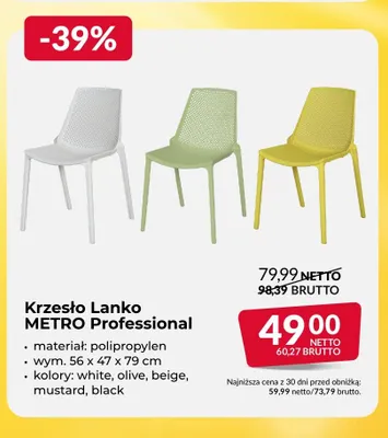 Krzesło Lanko METRO Professional promocja w Makro