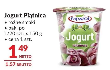 Jogurt Piątnica różne smaki promocja w Makro