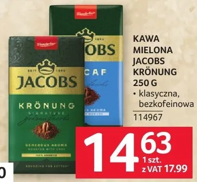 Kawa mielona Jacobs Kronung 250g promocja w Selgros