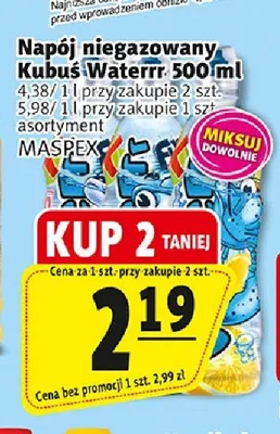 Napój niegazowany Kubuś Waterrr promocja w Prim Market