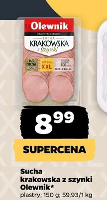 Sucha krakowska z szynki plastry promocja w Netto