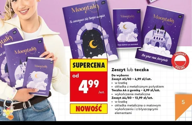 Zeszyt A4 60 kartek Moontale Kayet promocja w Biedronka