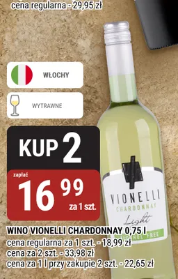 Wino bezalkoholowe Vionelli Chardonnay promocja w bi1