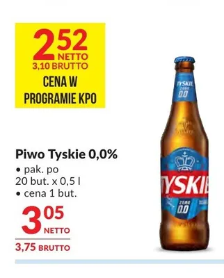 Piwo bezalkoholowe Tyskie 20-pak 500 ml promocja w Makro