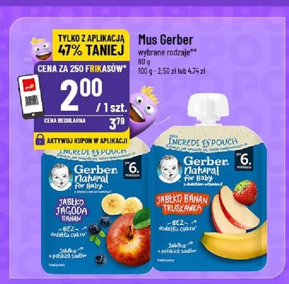 Mus Gerber Natural for Baby Jabłko Jagoda Banan promocja w POLOmarket