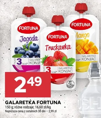 Galaretka Fortuna różne rodzaje jagoda, truskawka, mango promocja w Stokrotka