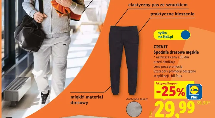 Spodnie dresowe męskie Crivit promocja w Lidl