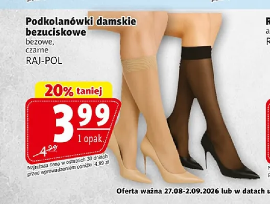 Podkolanówki damskie bezuciskowe Raj-Pol promocja w Prim Market