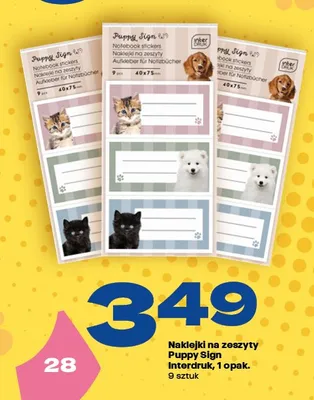 Naklejki na zeszyty Puppy Sign Interdruk promocja w Twój Market