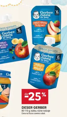 Deser Gerber Natural for Baby Jabłko Banan Truskawka promocja w Stokrotka