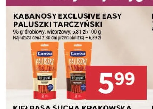 Kabanosy Exclusive Easy Paluszki drobiowe Tarczyński promocja w Stokrotka