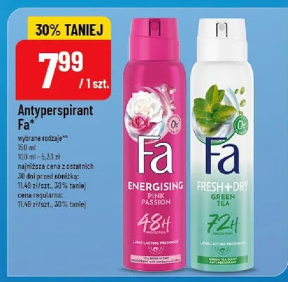 Antyperspirant Energising Pink Passion lub Fresh&Green Green Tea promocja w POLOmarket