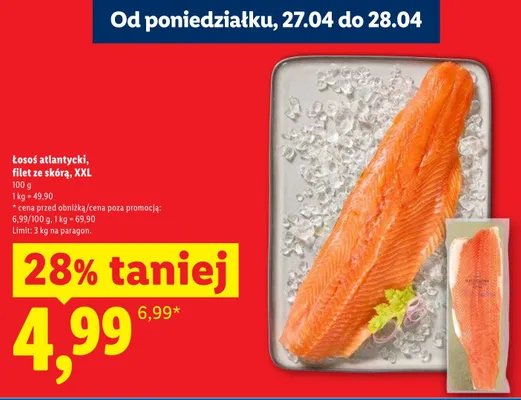 Łosoś atlantycki filet ze skórą XXL Lidl promocja