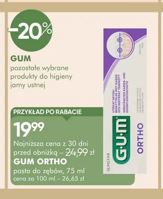 Pasta do zębów GUM Ortho promocja w Super-Pharm