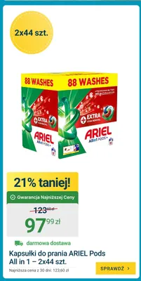Kapsułki do prania Ariel Pods All in 1 2-pak promocja w ERLI