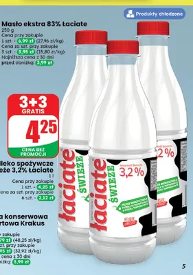Mleko spożywcze świeże Łaciate 3,2% promocja w Dino