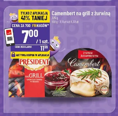 Camembert na grill z żurawiną President promocja w POLOmarket