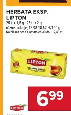 Herbata eksp. Lipton Yellow Label promocja w Stokrotka