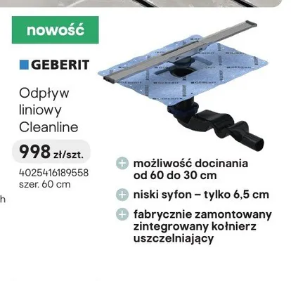 Odpływ liniowy Geberit Cleanline promocja w Castorama