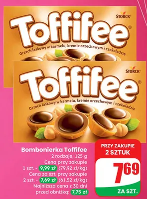Bombonierka Toffifee orzech laskowy w karmelu, kremie orzechowym i czekoladzie promocja w Dino